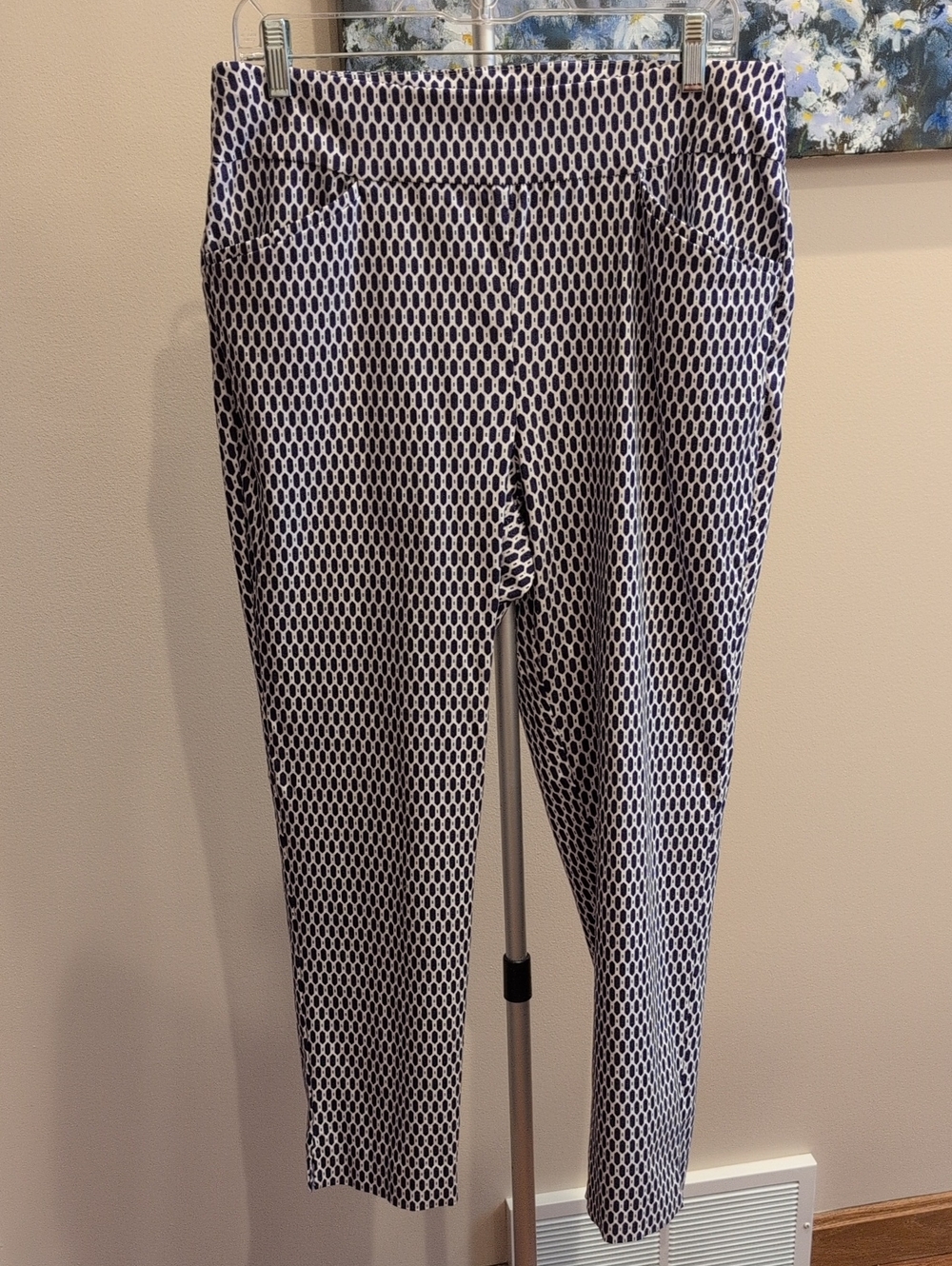 Chico's Purple and White Geometric Ankle Pants
